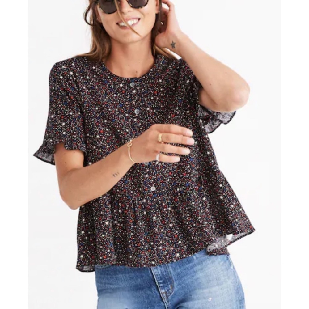 Madewell Starry Nght Ruffle Hem top size XXS